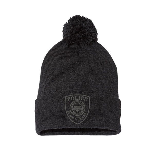 Item # CHW-013<BR>SLCPD "Badge" Pom-Pom 12" Knit Beanie