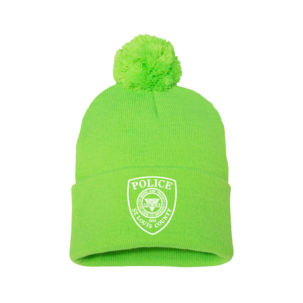 Item # CHW-013<BR>SLCPD "Badge" Pom-Pom 12" Knit Beanie